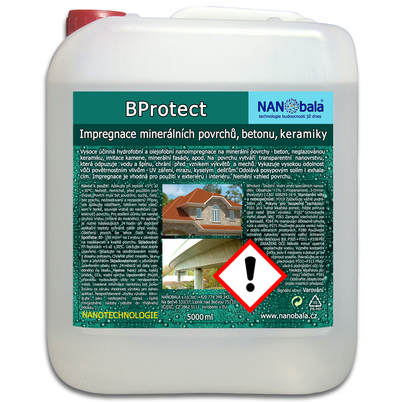 hydrofobní a olejofobní nano impregnace na beton BProtect 10L