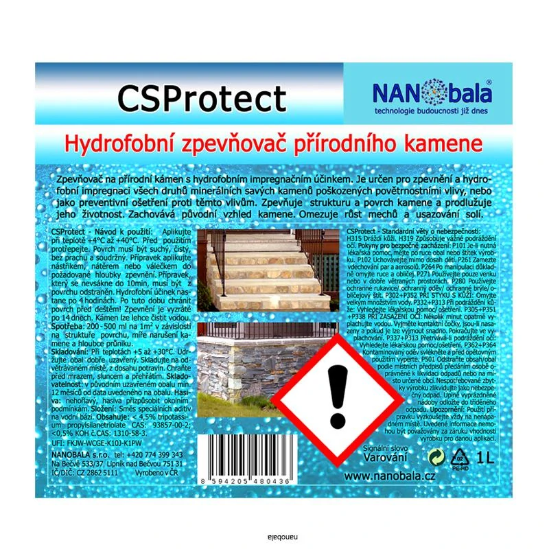 Zpevňovač na kámen - hydrofobní CSProtect 1L